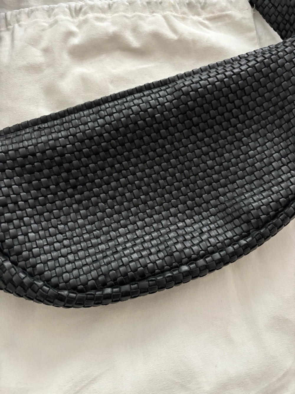 St. Agni Black Woven Leather Crescent Bag Purse - Picture 5 of 9